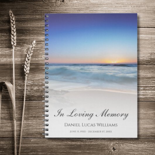 Carnet Beach Ocean Blue Memorial ou Funeral Guest Book
