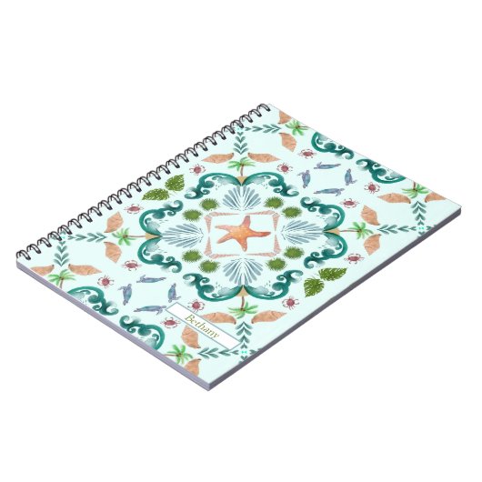 Carnet Beach Seashs Vie maritime avec nom (Côté gauche)