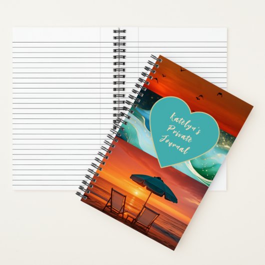 Carnet Beach Vibe Sunset Personalized Spiral Notebook (À l'intérieur)