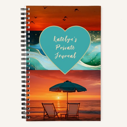 Carnet Beach Vibe Sunset Personalized Spiral Notebook (Recto)