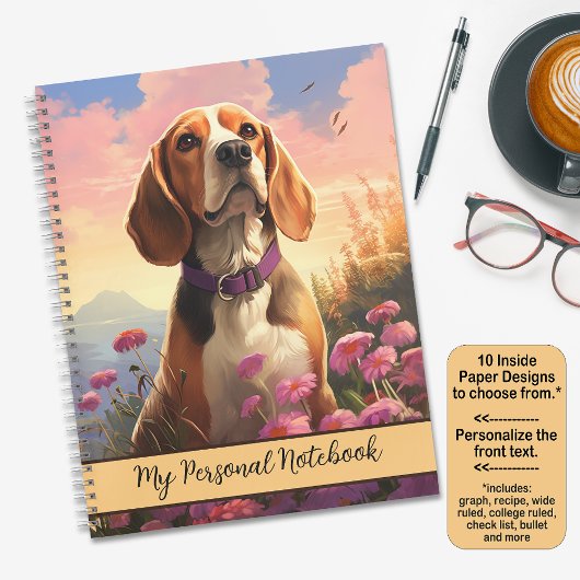 Carnet Beagle en Fleur sauvage rose Portrait de la nature