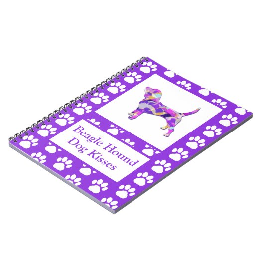 Carnet Beagle Hound Chien Baisers Silhouette Cute PPY&B (Côté gauche)