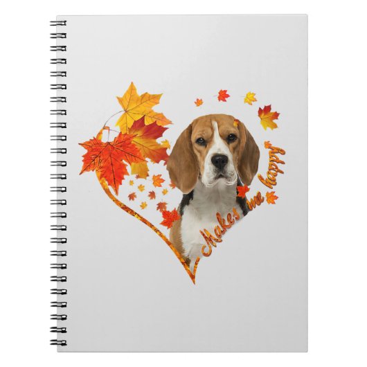 Carnet Beagle Me Rend Heureux Feuilles du coeur d'automne (Devant)