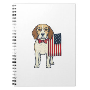 Carnet Beagle patriotique avec drapeau vintage vector art