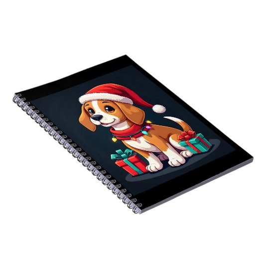 Carnet Beagle Xmas Éclairage Père Noël Beagle Chien Noël  (Côté Droit)