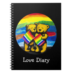 Carnet Bears personnalisable Love Couple LGBT Rainbow Fla