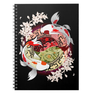 Carnet Beau Art Japonais Fleur Koi Fish