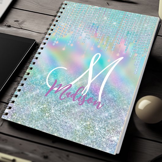 Carnet Beau bleu licorne rhinestones Drits monogramme
