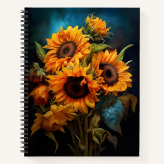 Carnet Beau bouquet de tournesols Elégant art botanique