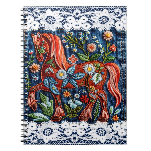 Carnet Beau Cheval Brodé (Devant)