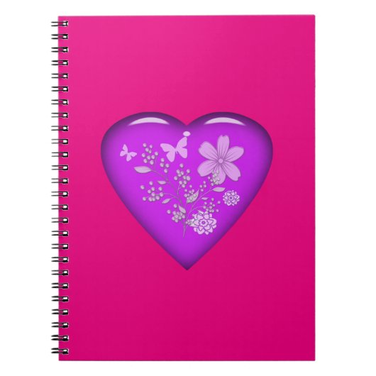 Carnet Beau Coeur Floral De Verre (Devant)