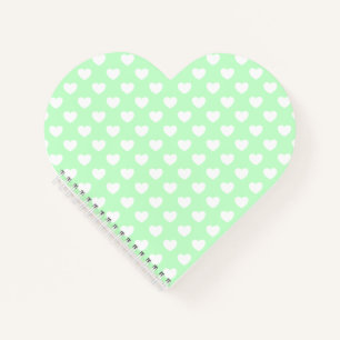 Carnet Beau Coeur Vert Et Blanc Clair En Forme De Coeur