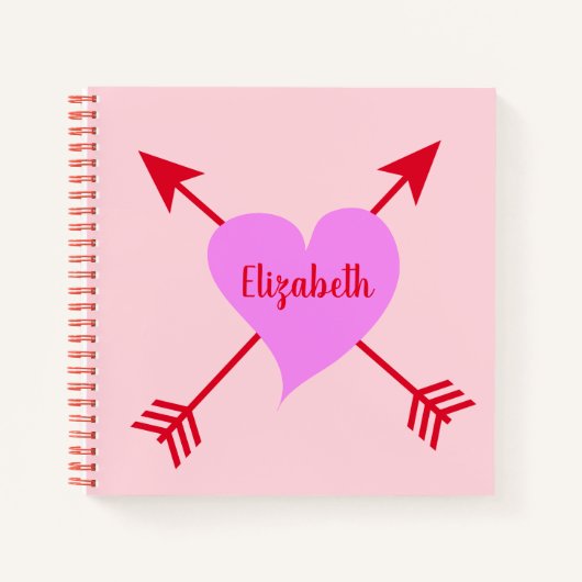 Carnet Beau coeur violet avec Arrière - plan rose (Devant)