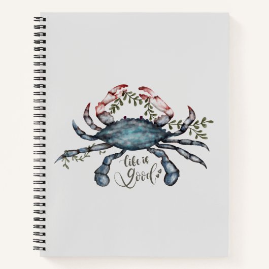 Carnet Beau Crabe Bleu Art Design (Devant)