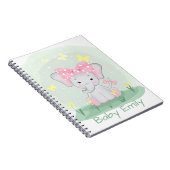 Carnet  Beau éléphant avec un arc rose dans une clairière (Côté Droit)