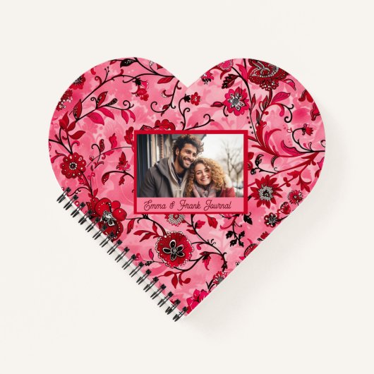 Carnet Beau floral personnalisé rouge (Devant)