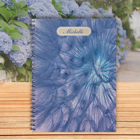 Carnet Beau Grand Dandelion bleu ciré