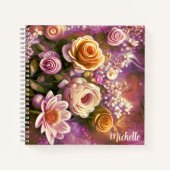 Carnet Beau Motif de fleurs acryliques (Devant)