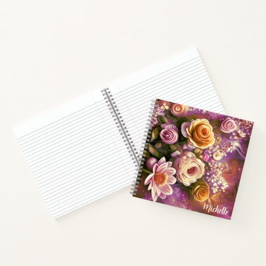 Carnet Beau Motif de fleurs acryliques (Intérieur)
