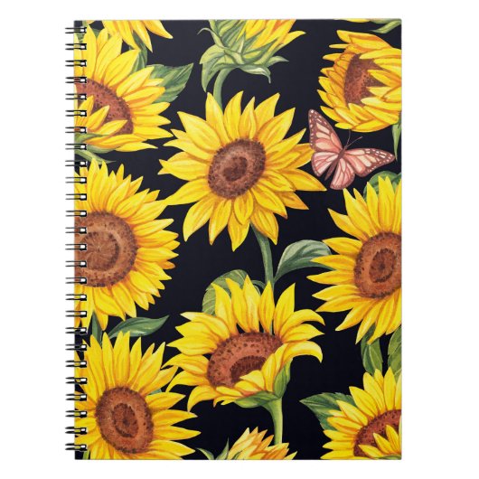 Carnet Beau motif de tournesols (Devant)