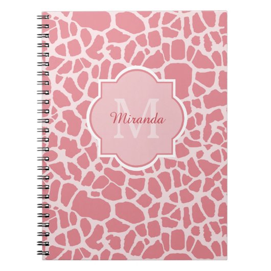 Carnet Beau motif rose de girafe avec le monogramme et le (Devant)