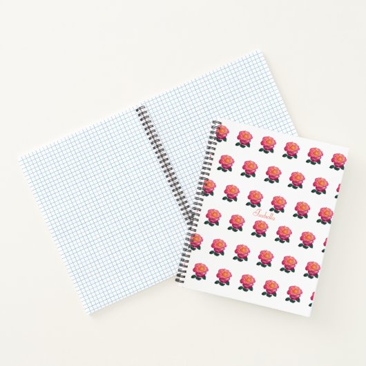 Carnet Beau Motif rose rose personnalisé sur blanc (Intérieur)