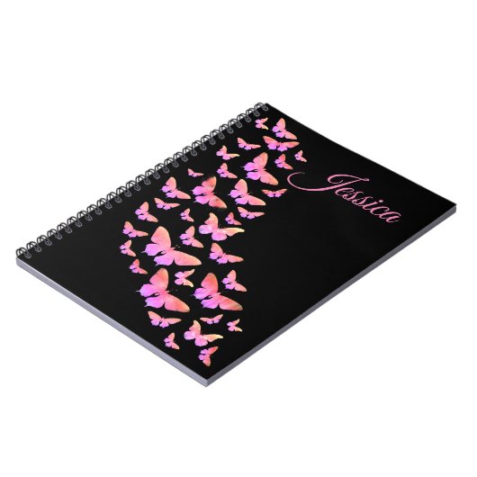 Carnet Beau nom de monogramme rose Motif papillon (Côté gauche)