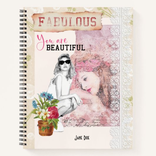 Carnet Beau nom Scrapbook dentelle PopArt (Devant)
