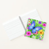 Carnet Beau Papillon Bleu avec fleurs Aquarelle (Intérieur)