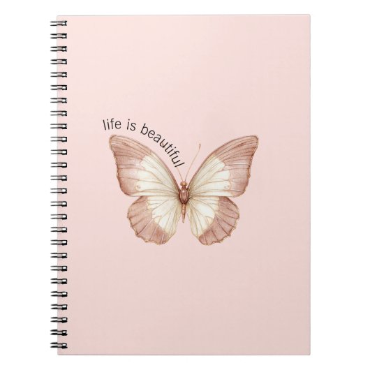 Carnet Beau Papillon Crème Rose (Devant)