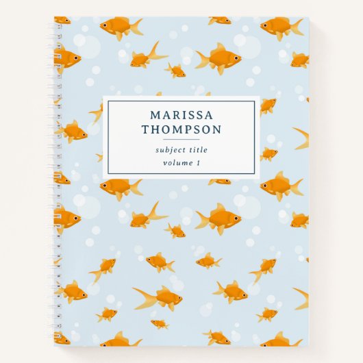 Carnet Beau Poisson Rouge Nageant dans l'Eau (Devant)