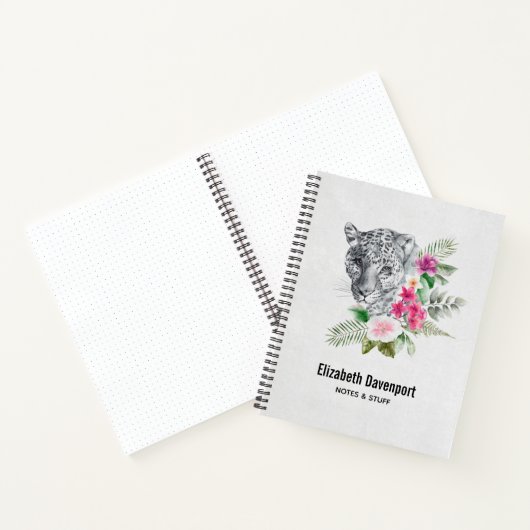 Carnet Beau portrait de tête de léopard en aquarelle (Intérieur)