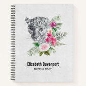 Carnet Beau portrait de tête de léopard en aquarelle (Devant)