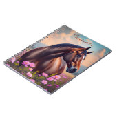 Carnet Beau Quarter Cheval avec fleurs Nom (Côté gauche)
