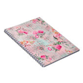Carnet Beau rose sur papier vintage texture illustrat (Côté Droit)