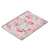 Carnet Beau rose sur papier vintage texture illustrat (Côté gauche)