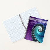 Carnet Beau Violet Turquoise Gradient Spiral Fractal (Intérieur)
