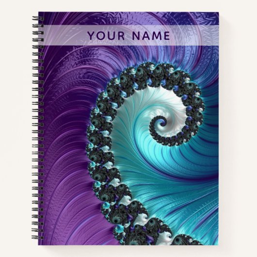 Carnet Beau Violet Turquoise Gradient Spiral Fractal (Devant)
