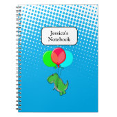 Carnet Beau Vol T-Rex Avec Ballons Dans Ciel Bleu (Devant)
