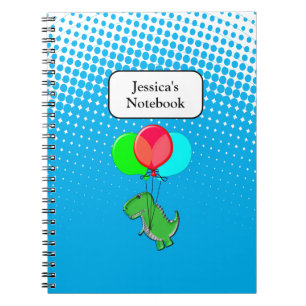 Carnet Beau Vol T-Rex Avec Ballons Dans Ciel Bleu