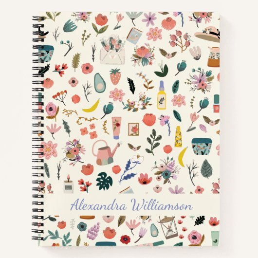 Carnet Beauté botanique Nature Motif Personnalisé (Devant)