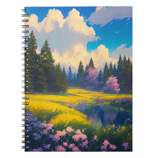 Carnet Beauté dans le pré des fleurs jaunes (Devant)