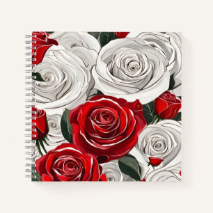 Carnet Beauté de rose rouge et blanche