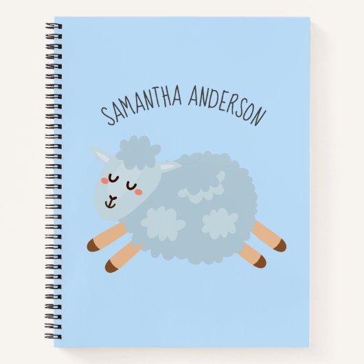 Carnet Beauté Moderne Mouton Et Chevreau Bleu Pastel Nom (Devant)