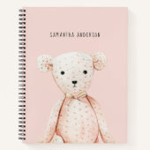 Carnet Beauté Moderne Pastel Pink Teddy Ours Avec Nom (Devant)