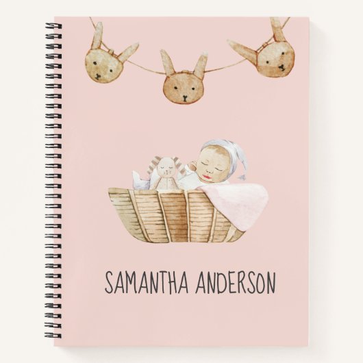 Carnet Beauté Moderne Rose Pastel Nom Enfant (Devant)