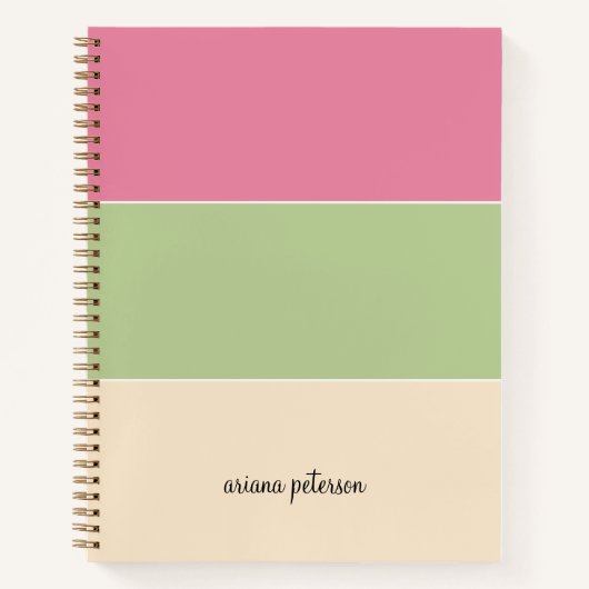 Carnet Beauté Pastel Couleur Bloc & Script Nom (Devant)