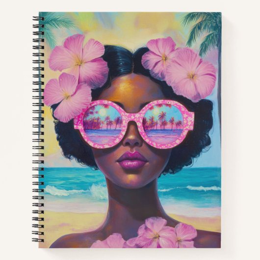 Carnet Beauté tropicale dans les tons roses (Devant)
