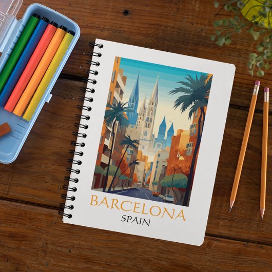 Carnet Beautiful Barcelona Spain Retro Vintage Travel
