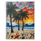Carnet Beautiful Beach Scene with Palm Trees (Devant)
